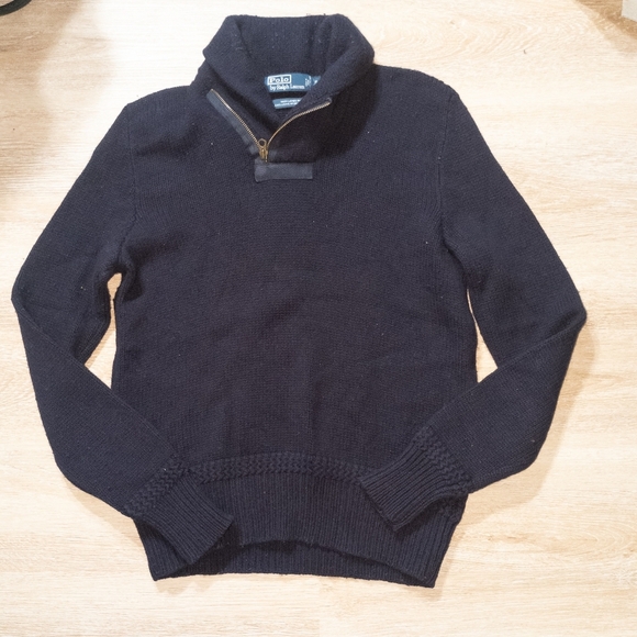 Polo By Ralph Lauren Men's Navy 100% Lambs Wool Sweater Size Small - Picture 1 of 8